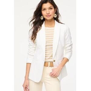 NWT J.Crew Linen-Blend Holland‎ Blazer in White Size 16